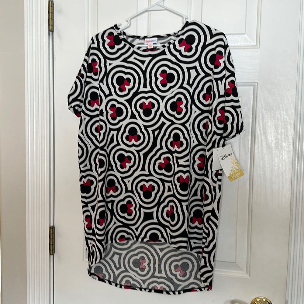Lula Roe for Disney Minnie Mouse short sleeve shirt, long in back size XS nwt